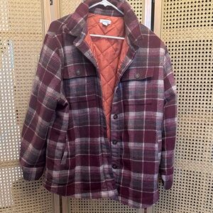 Plaid Button-Up Jacket with Quilted Lining